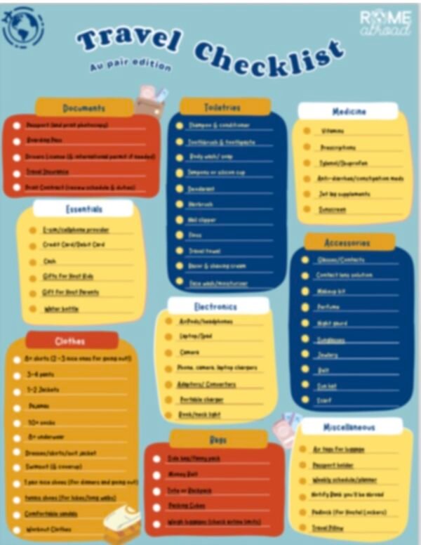 Travel Checklist- Au Pair Edition